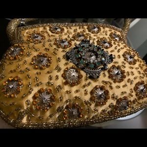 Vintage handmade formal bag with Gold and silver work & gold thread. Rich gold